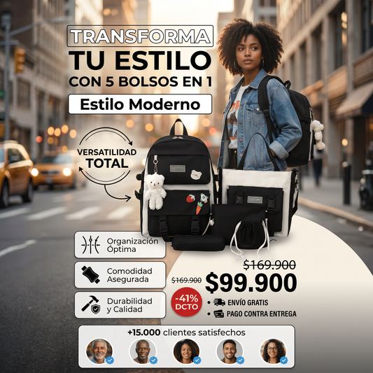 Kit Maleta Mochila Bolsos 5 En 1